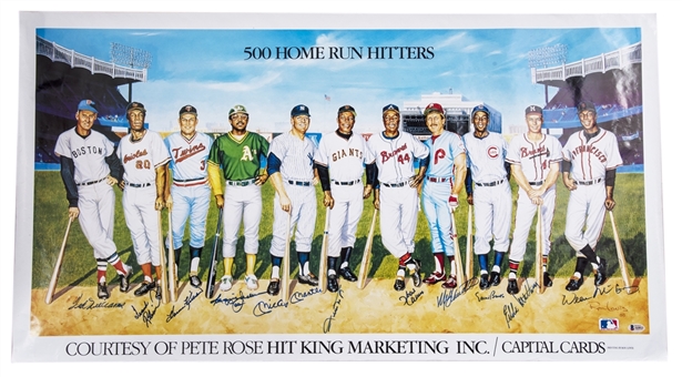 500 Home Run Hitters Multi-Signed 21x38 Poster With 11 Signatures (Beckett)